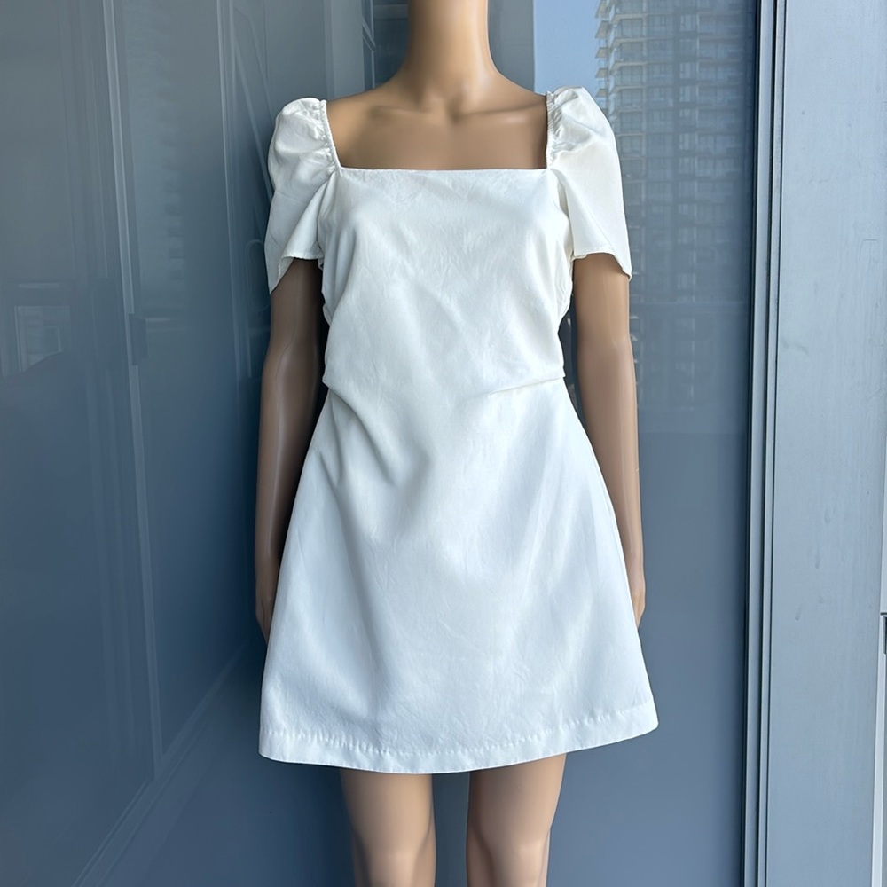 Zara Puff Sleeve White Mini Dress - Picture 4 of 15